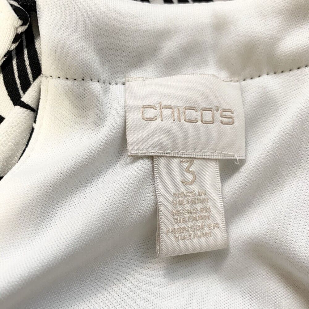 Chico’s Size 3 Marissa Jumpsuit Sleeveless Black White Graphic Floral Size XL 16 - Picture 10 of 16